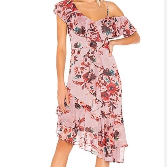 Revolve Lovers and Friends Stacy Midi Dress Size XS Colour Pink Holiday Floral - Picture 2 of 12